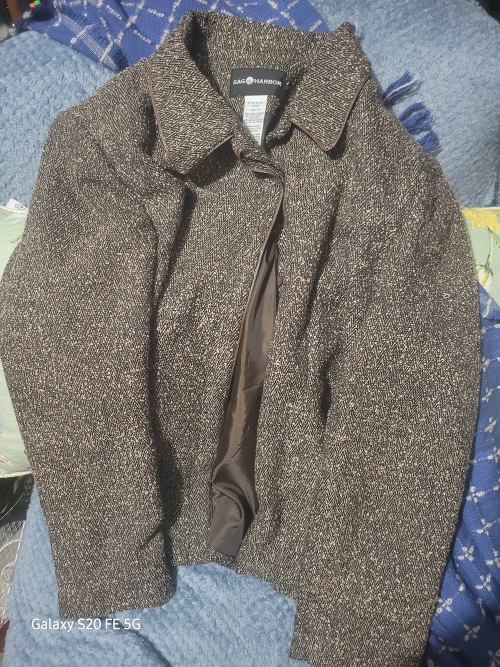Sag Harbor Women's Brown Herringbone Blazer